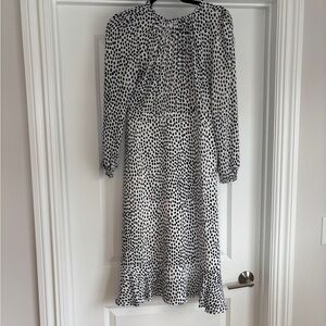 Elegant Black and White Polka Dot Dress
